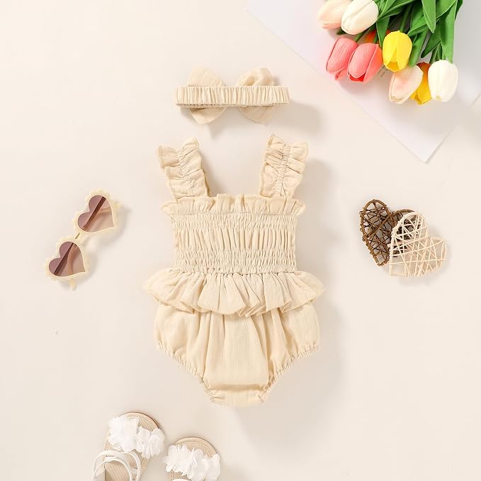 YOUNGER TREE Baby girl Romper Infant Summer Clothes Ruffle Sleeveless One Piece - Image 4