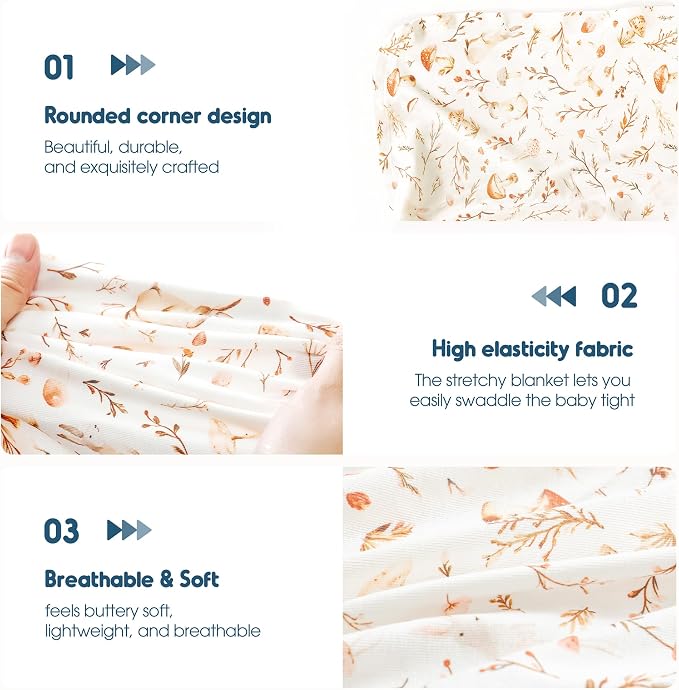 Newborn Swaddle Blanket, Ultra Soft Stretchy Jersey Knit Receiving Blankets 2 - Image 5