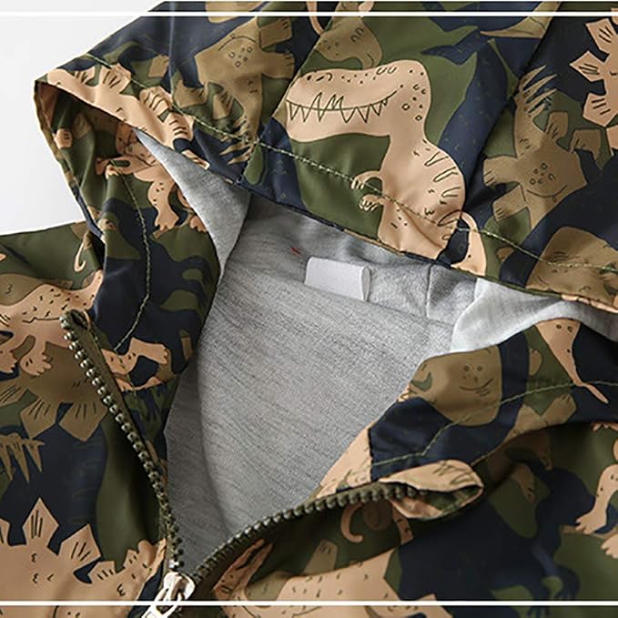 FYMNSI Toddler Baby Boys Girls Hooded Jacket Windbreaker Lightweight Dinosaur - Image 5