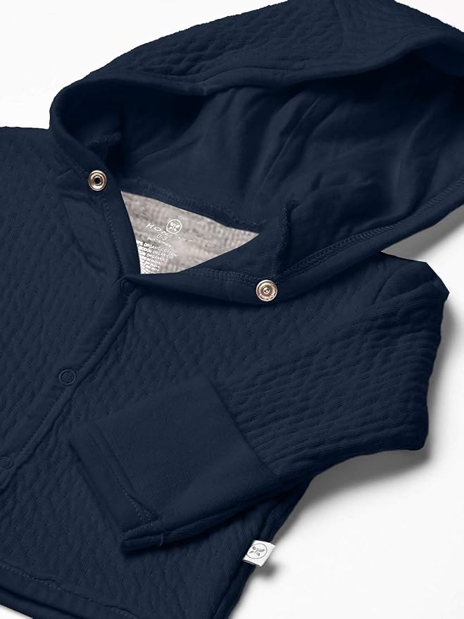 HonestBaby Matelasse Snap-Front Hooded Jacket Organic Cotton - Image 2