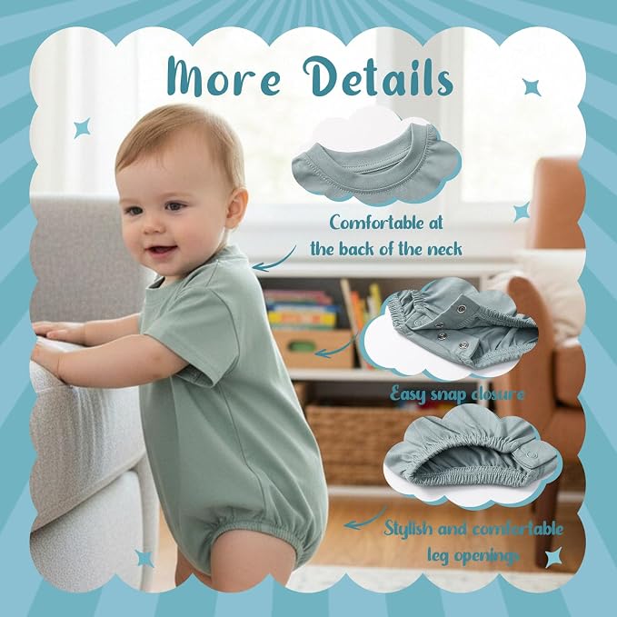 Bafeicao Baby Boy Girl Bubble Romper Infant Toddler T-Shirt Bodysuit | Organic - Image 4