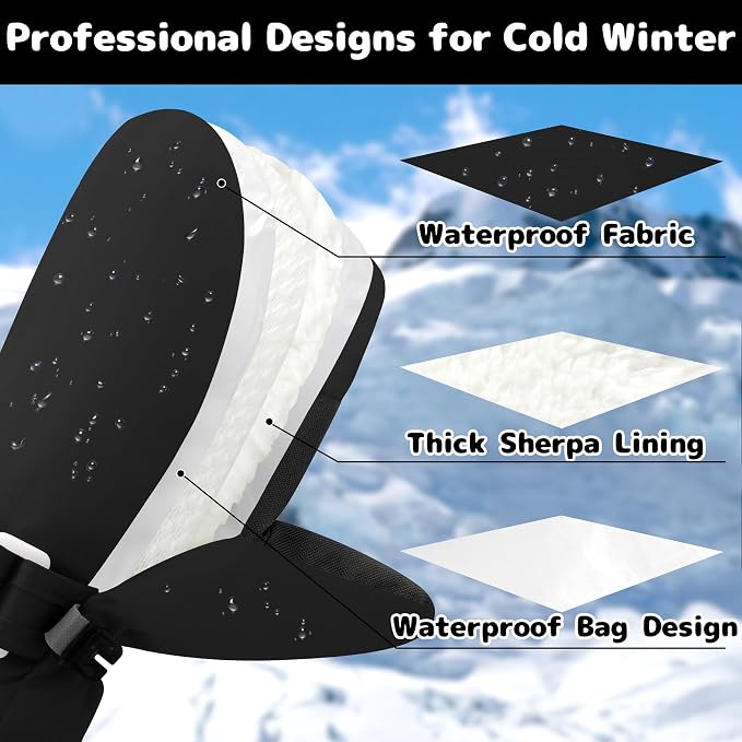 Olreco Baby Toddler Mittens Waterproof Infant Baby Winter Mittens Toddler Snow - Image 3