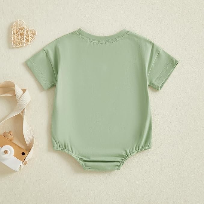 Baby Boy Girl Bubble Romper Infant Plain Oversize T-shirt Bodysuit - Image 3
