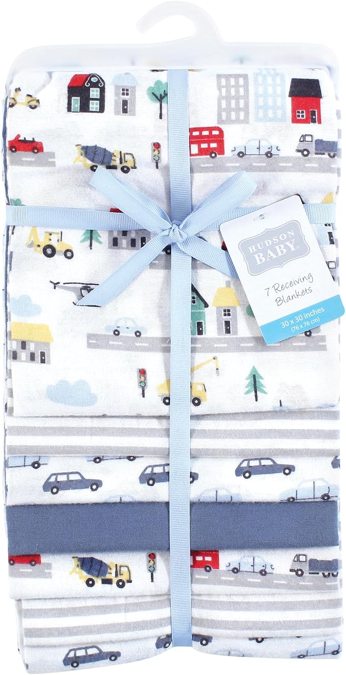 Little Treasure Hudson Baby Cotton Poly Flannel Receiving Blankets Multipack - Image 2