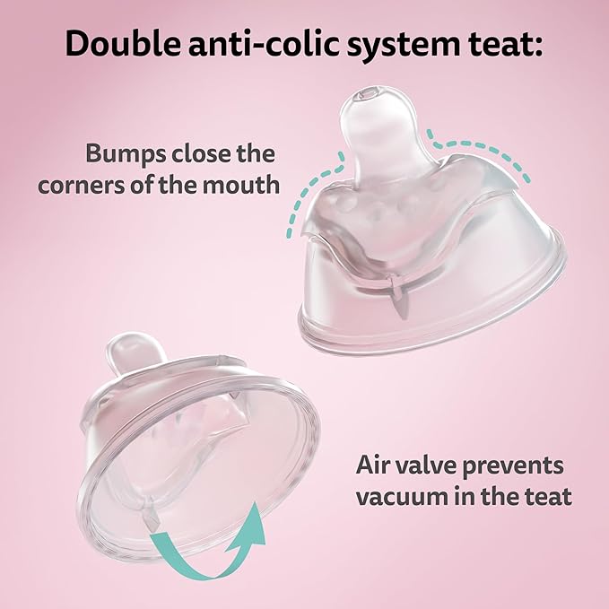 Herobility Double Anti-Colic Baby Bottles – 8.5 fl oz/240ml – 4-Pack – Multicolor – Sand, Woodchuck, Pink, White