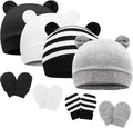 Newborn Baby Hat and Mittens Set Bear Ears Toddler Infant Beanie Caps Newborn by AQOKKA