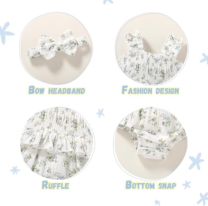 YOUNGER TREE Baby girl Romper Infant Summer Clothes Ruffle Sleeveless One Piece - Image 5