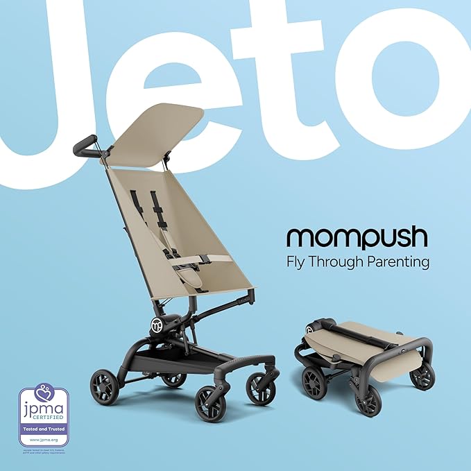 Mompush Jeto Lightweight Travel Stroller – 9.8 lbs Ultra-Compact, One-Hand Fold, Airplane Cabin Approved, All-Terrain Wheels, Smooth Ride for Toddlers, Perfect for Travel & Daily Use