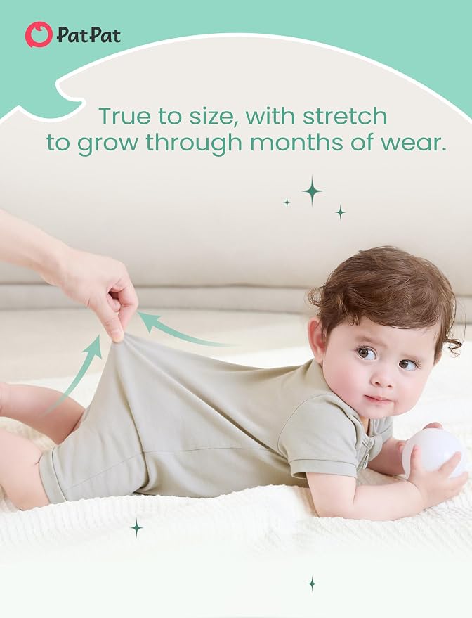 PATPAT Baby Boy and Girl Bamboo Viscose 2-Pack Romper | 2-Way Zipper, Soft and - Image 5