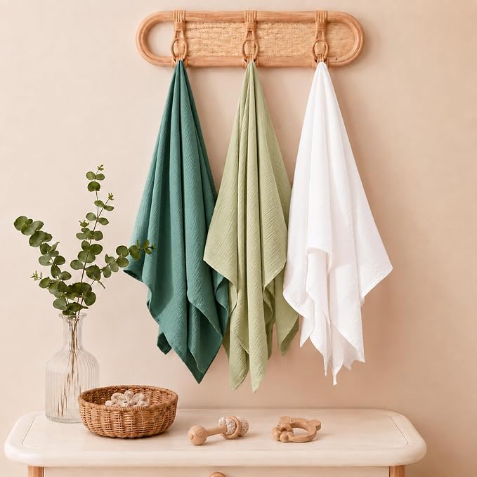NESTALLY Cocoon Muslin Swaddle Blankets 3 Pack, Soft Breathable Large 47"x47" - Image 8
