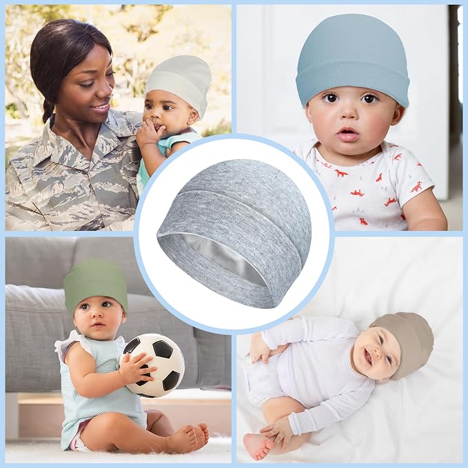 6 Pack Satin Lined Baby Beanie Newborn - Image 7