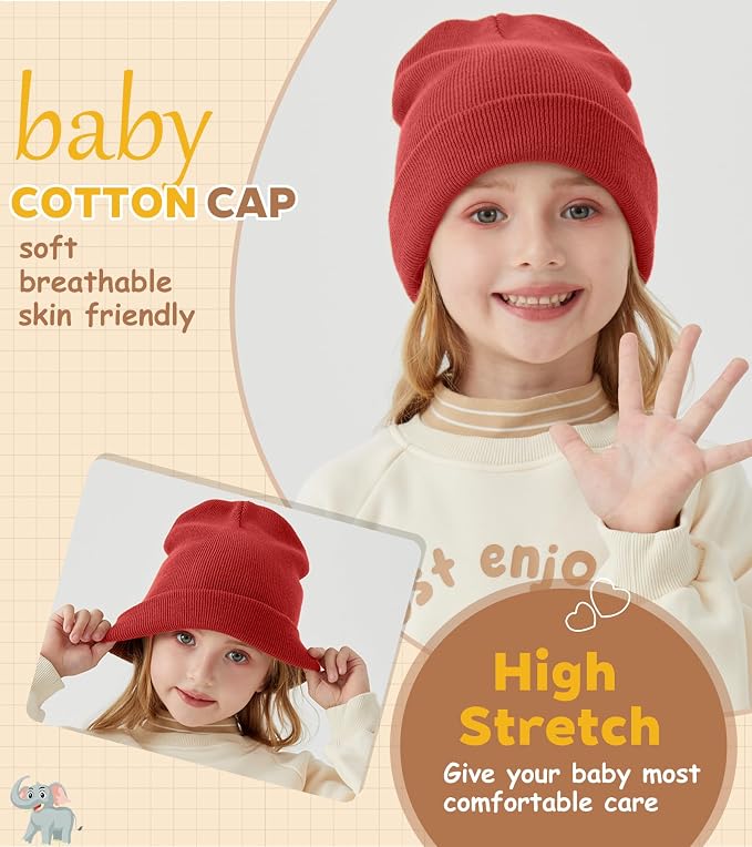 100% Cotton Baby Beanie Toddler Boys Girls Kids Winter Hat Knit Winter Warm Cap - Image 4