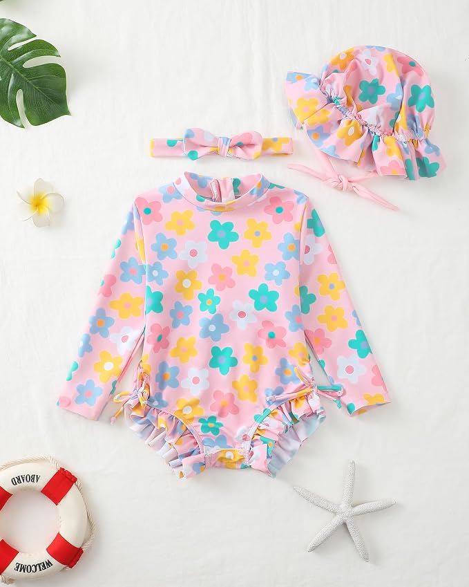 Renotemy Baby Swimsuit Girls One-Piece Swimwear Baby Beach Essentials 3M-3T - Image 3