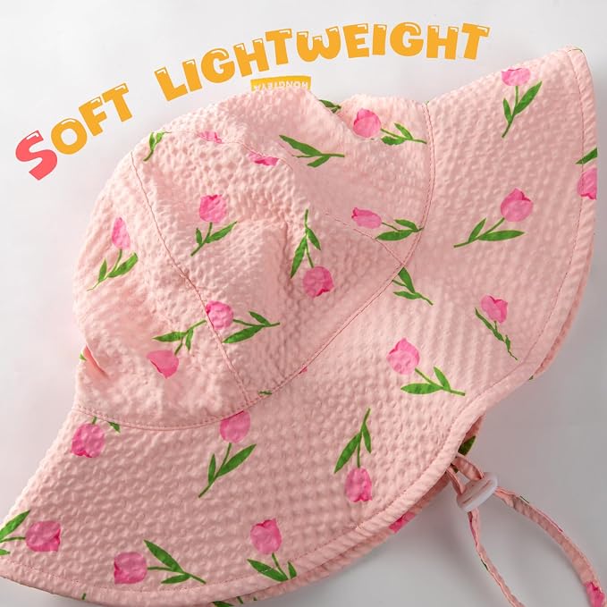 HONGTEYA Baby Sun Hat Wide Brim Adjustable Toddler Beach Bucket Hat | Soft - Image 5