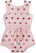 Simplee kids Baby Girl Romper, Sleeveless Pompoms Square Neck | Soft Breathable by Simpleekids