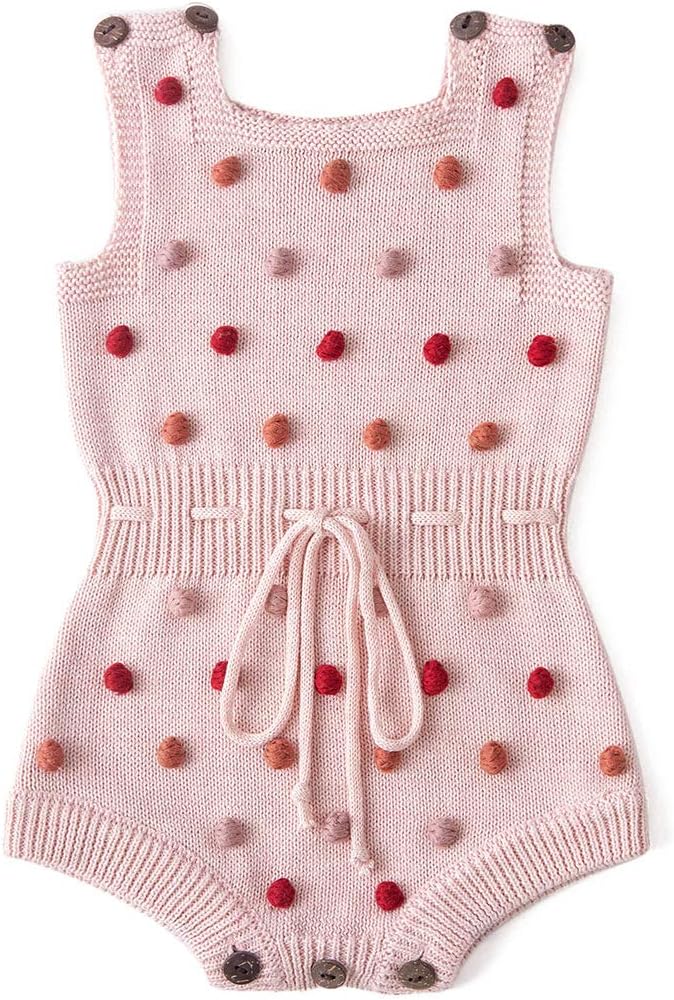 Simplee kids Baby Girl Romper, Sleeveless Pompoms Square Neck | Soft Breathable by Simpleekids
