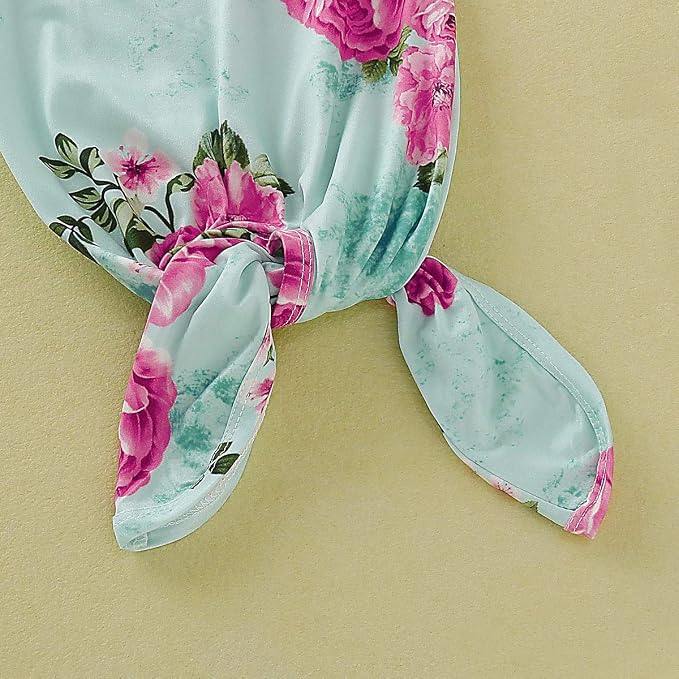 Newborn Baby Girl Floral Sleep Gown Headband Sleepwear Outfit - Image 6