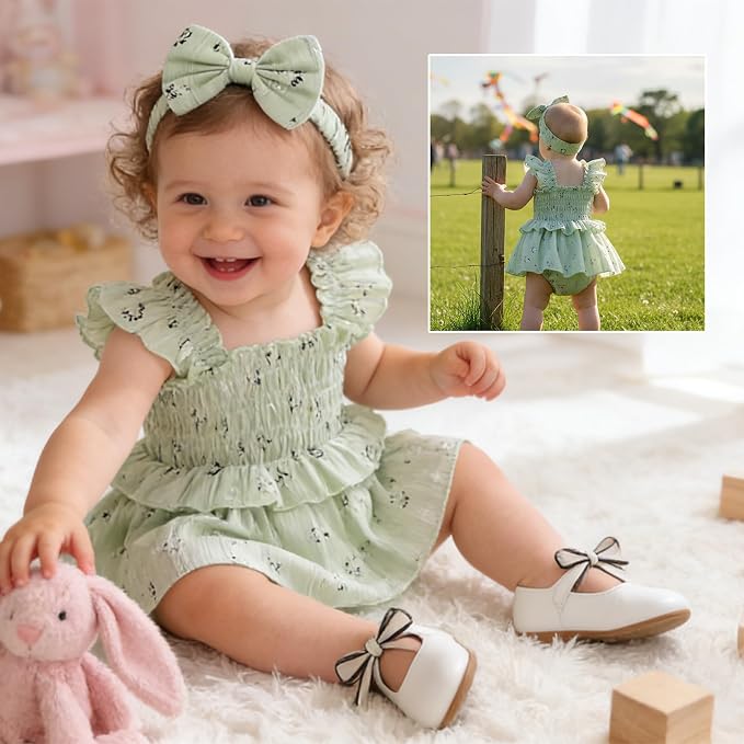 YOUNGER TREE Baby Girl Clothes Ruffle Romper Boho Dress Summer Cake Smash - Image 2