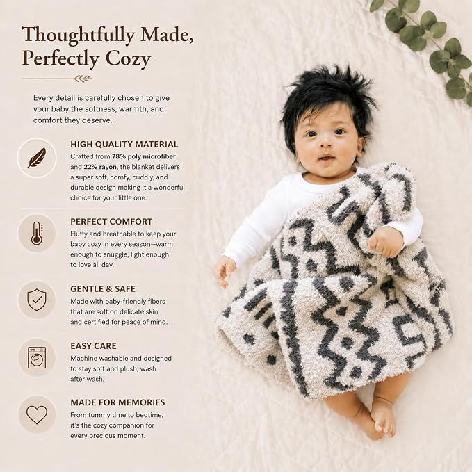 Saranoni Luxury Security Blanket Soft Plush Baby Blanket Mudcloth 20x15 | - Image 6
