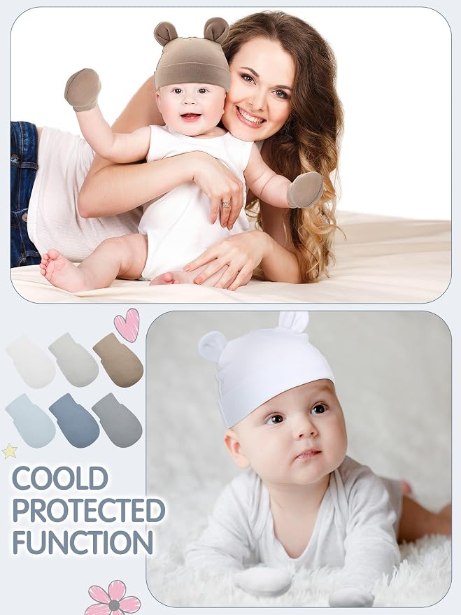 Geyoga 12 Pcs Baby Hat | Newborn Hats Mittens - Image 5