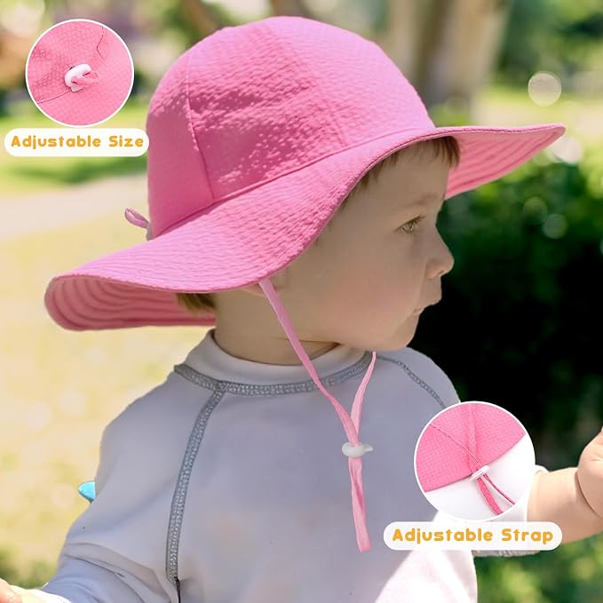 HONGTEYA Baby Sun Hat Wide Brim Adjustable Toddler Beach Bucket Hat | Soft - Image 3