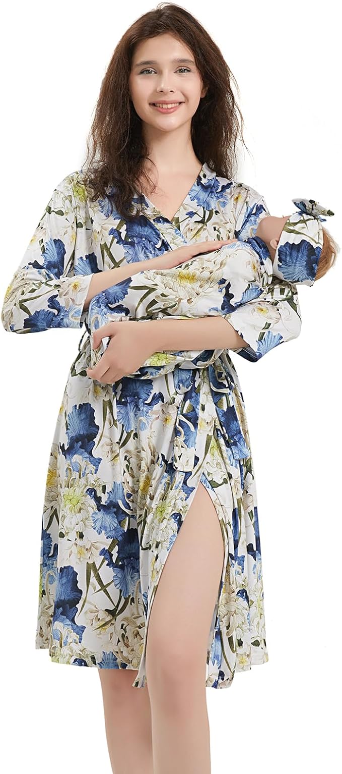 Galabloomer Maternity Robe and Receiving Blanket, Matching Mommy Labor Robe | by Galabloomer