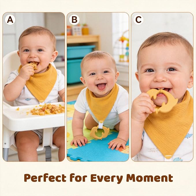 8-Pack Muslin Baby Bibs for Drooling and Teething | Soft& Absorbent, 100% Cotton - Image 6
