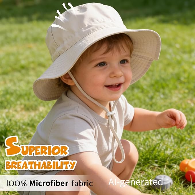 Baby Toddler Sun Hat, Boys Girls Adjustable Bucket Hat - Image 4