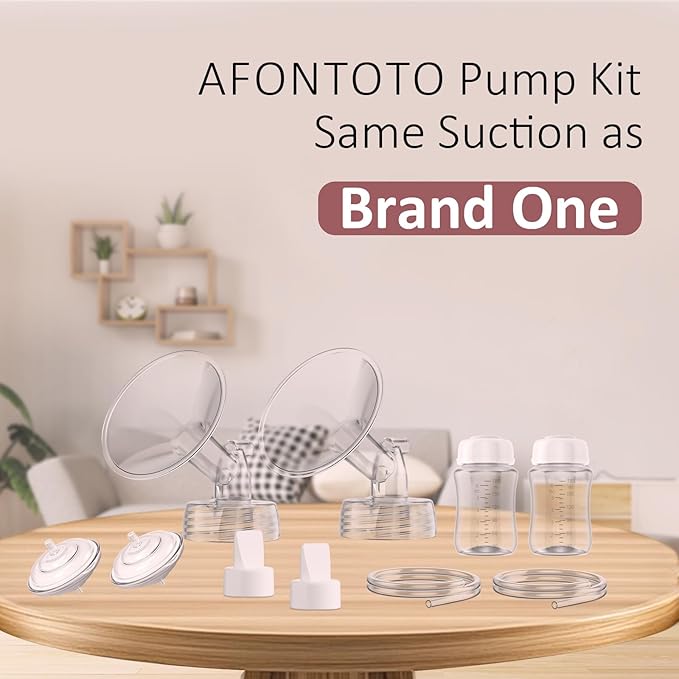 Pump Parts Compatible with Spectra S1/S2/9 Plus Breastpump, 4 Set Replacement Parts for Spectra Include 17mm Flange,Duckbill Valve,Backflow Protector,Tube,Bottle, Not Original Accessories