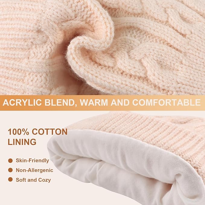 JANGANNSA Winter Warm Knitted Baby Hat for Girls Cotton Lined Infant Toddler Hat Autumn Cute Bow Classic Girls Beanie 0-6Y
