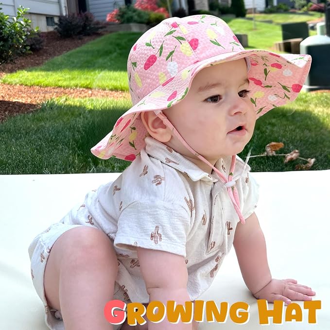 HONGTEYA Baby Sun Hat Wide Brim Adjustable Toddler Beach Bucket Hat | Soft - Image 4