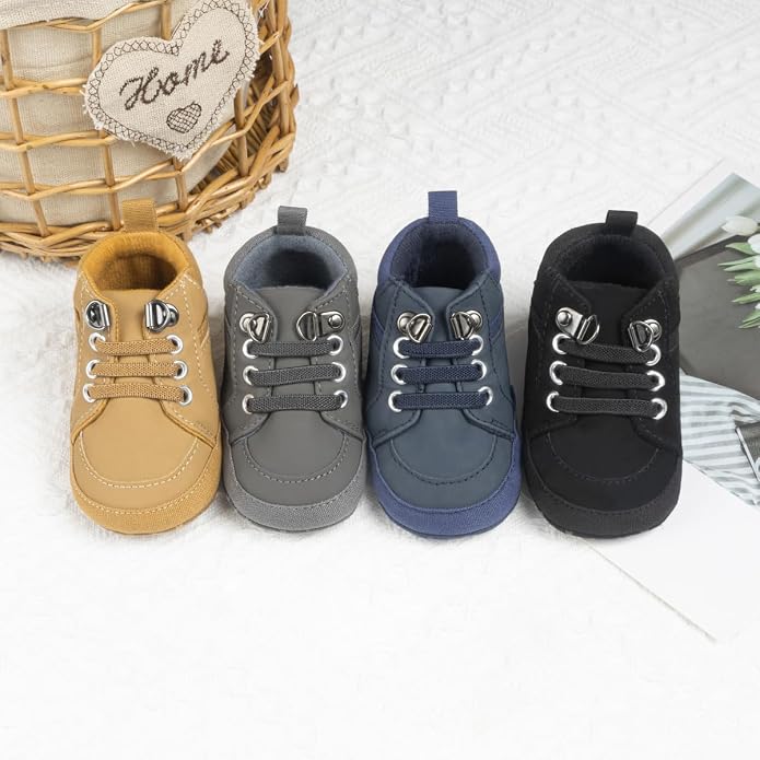 Meckior Toddler Baby Boys Girls High Tops Ankle Sneakers Soft Anti-Slip Sole PU - Image 3