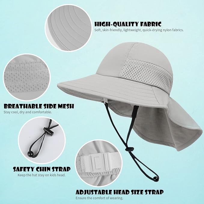 Toddler Baby Sun Hat Kids Summer Beach Essentials Adjustable Beach Hats - Image 2