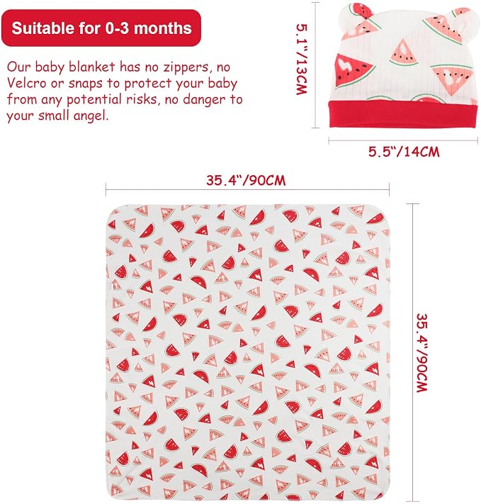 DRESHOW BQUBO Cotton Baby Swaddle Hat Set Newborn Infant Receiving Blankets - Image 5