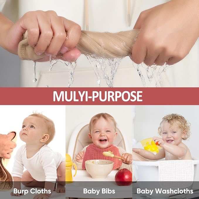 MIGIOL Muslin Burp Cloths 100% Cotton Pack of 12. Soft, Gentle & Absorbent Baby - Image 6
