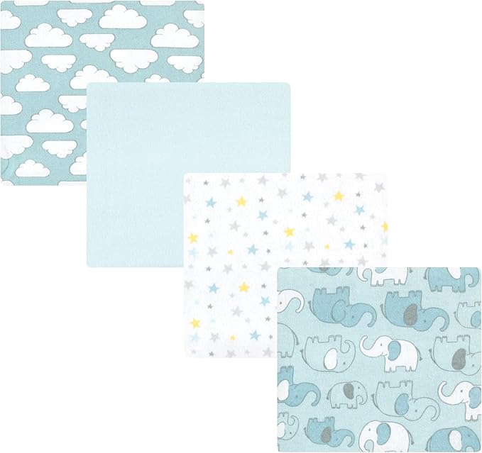 Hudson Baby Unisex Baby Cotton Poly Flannel Receiving Blankets, Boy New Elephant by HudsonBaby