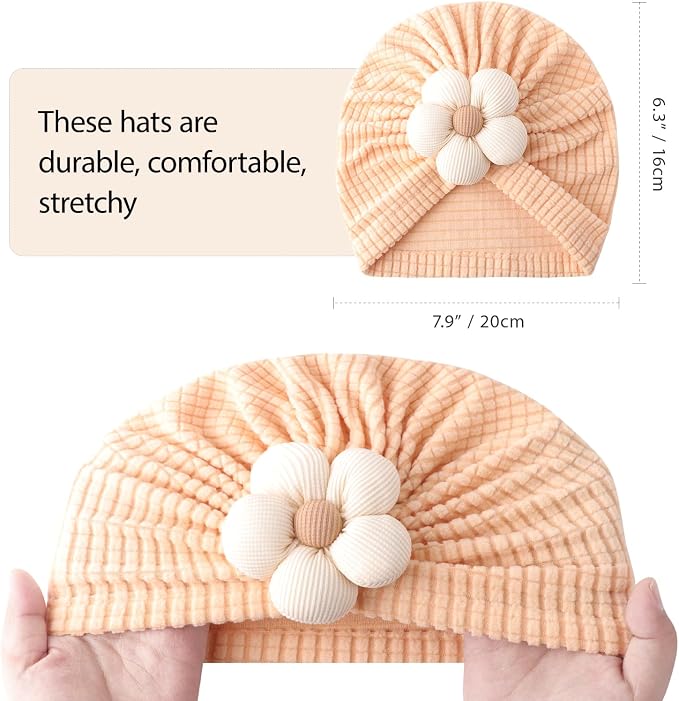 DRESHOW BQUBO 5 Pieces Newborn Baby Turban Hats Bow Baby Infant Beanie - Image 5