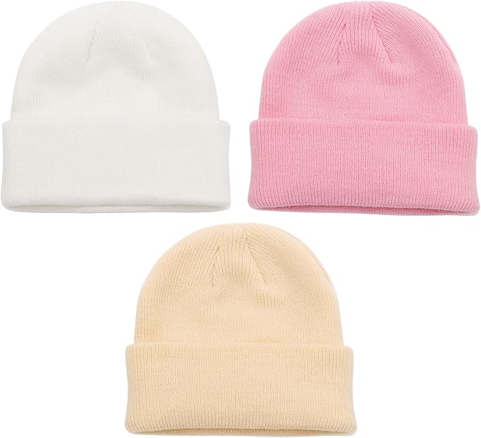 DRESHOW BQUBO 3 Pack Baby Beanies Toddler Kids Winter Hats Soft Knit Hat - Image 8