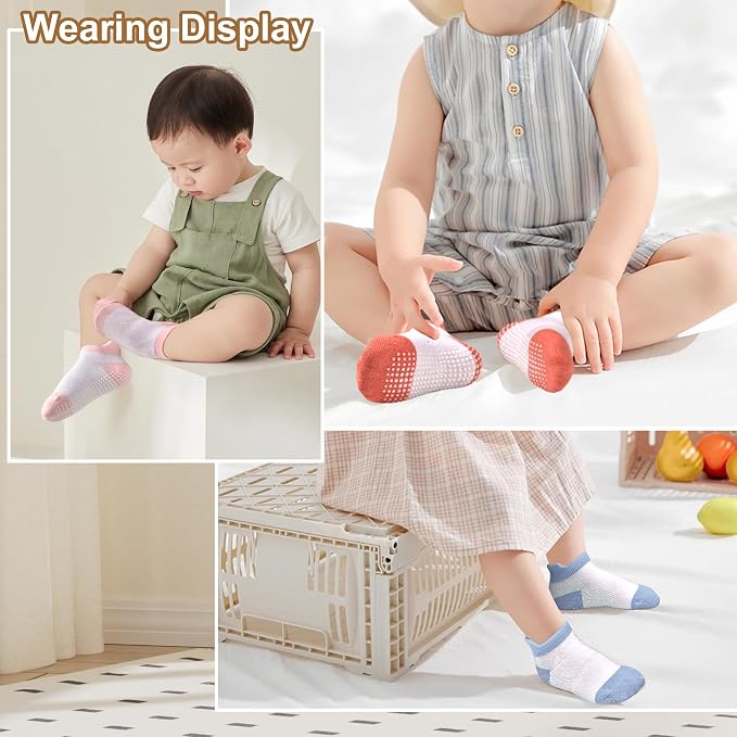 GRPSKCOS Non Slip Toddler Baby Socks 12 Pairs Anti Skid Ankle Socks - Image 2