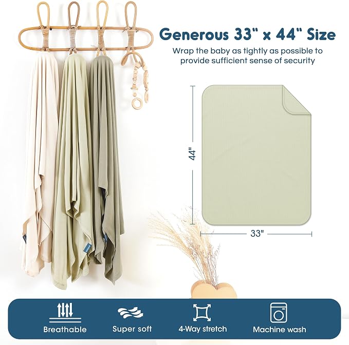 3 Pack Newborn Swaddle Blanket, Ultra Soft Stretchy Jersey Knit Extra Large - Image 2