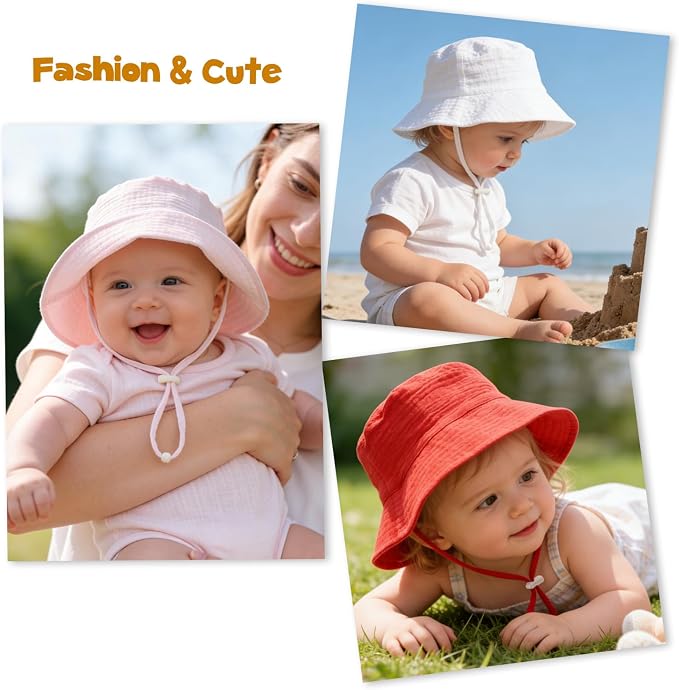 Baby Sun Hat Infant Toddler Summer Cotton Yarn Bucket Hat - Image 7