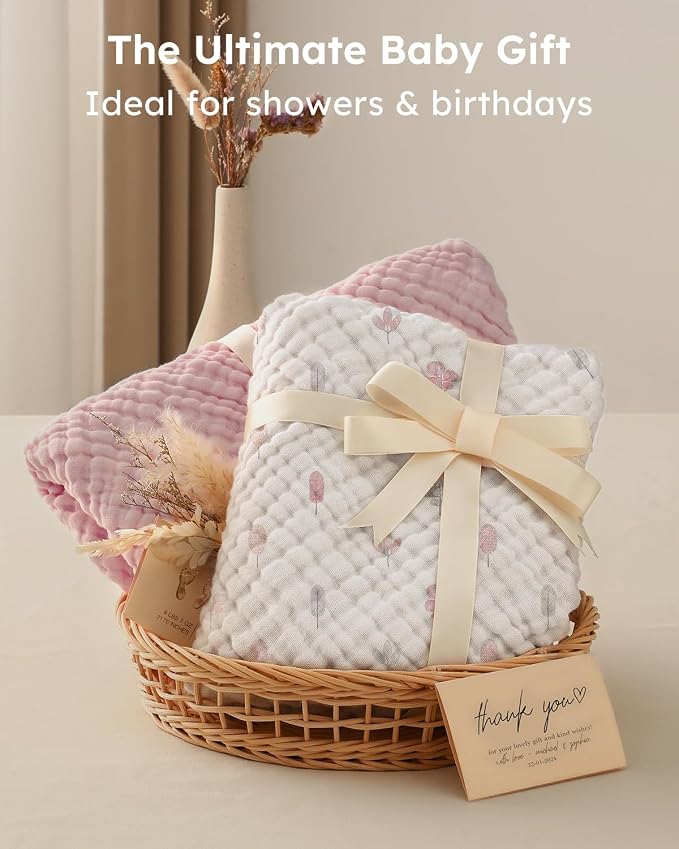 Yoofoss Hooded Baby Bath Towels 2 Pack 100% Muslin Organic Cotton - Image 5