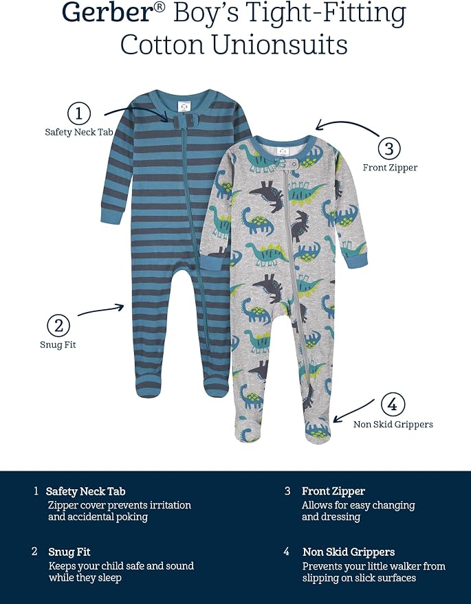 Gerber Baby Boys 2-Pack Footed Pajamas - Image 5