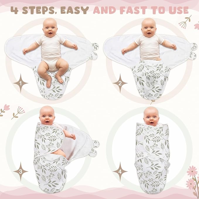 CroBlissful 4 Pack Boho Floral Baby Swaddles - Image 2
