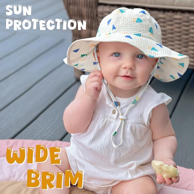 HONGTEYA Baby Sun Hat Wide Brim Adjustable Toddler Beach Bucket Hat | Soft - Image 3