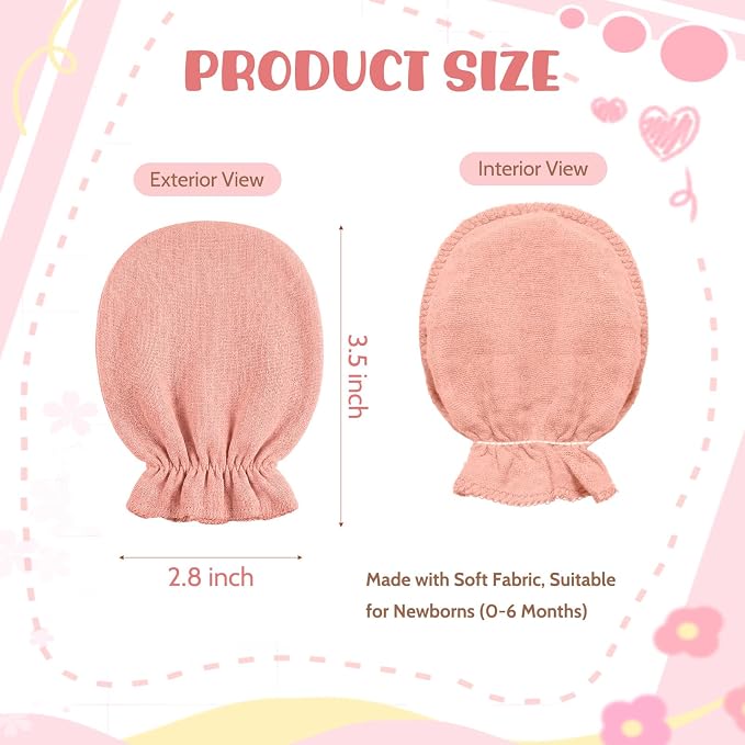 Muslin Baby Mittens for Newborn Cotton No Scratch Soft Gloves 0-6 months | - Image 2