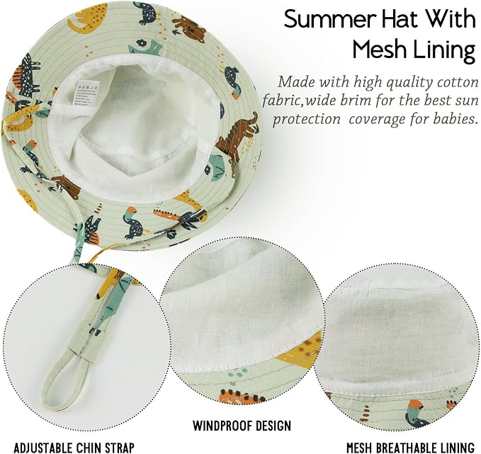 JANGANNSA Cotton Baby Sun Hat Infant Toddler Boys Girls Bucket Hats Summer Sun - Image 5