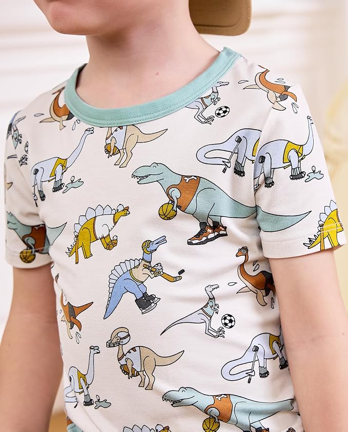babee Reshinee Bamboo Viscose Toddler Boys Pajamas Set, Short Sleeve Kids - Image 3