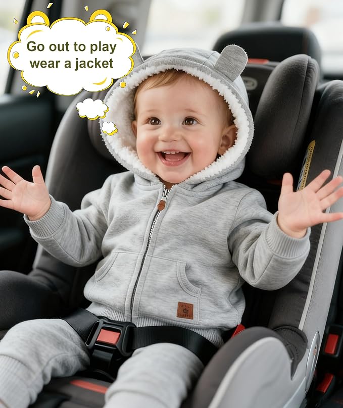 Hikido Baby Girls Boys Warm Adorable Hooded Zip Coat - Image 6