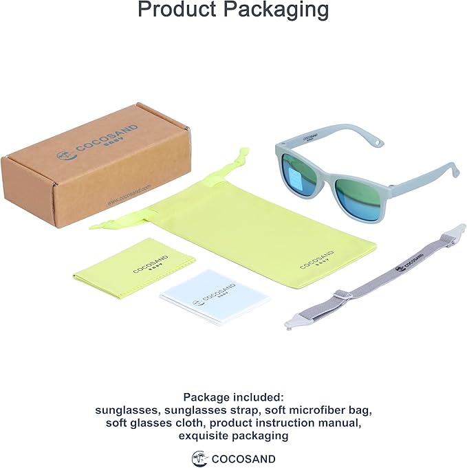 COCOSAND Flexible Baby Sunglasses with Strap Polarized UV Protection for Toddler Infant Newborn Boy Girl Age 0-24 Months